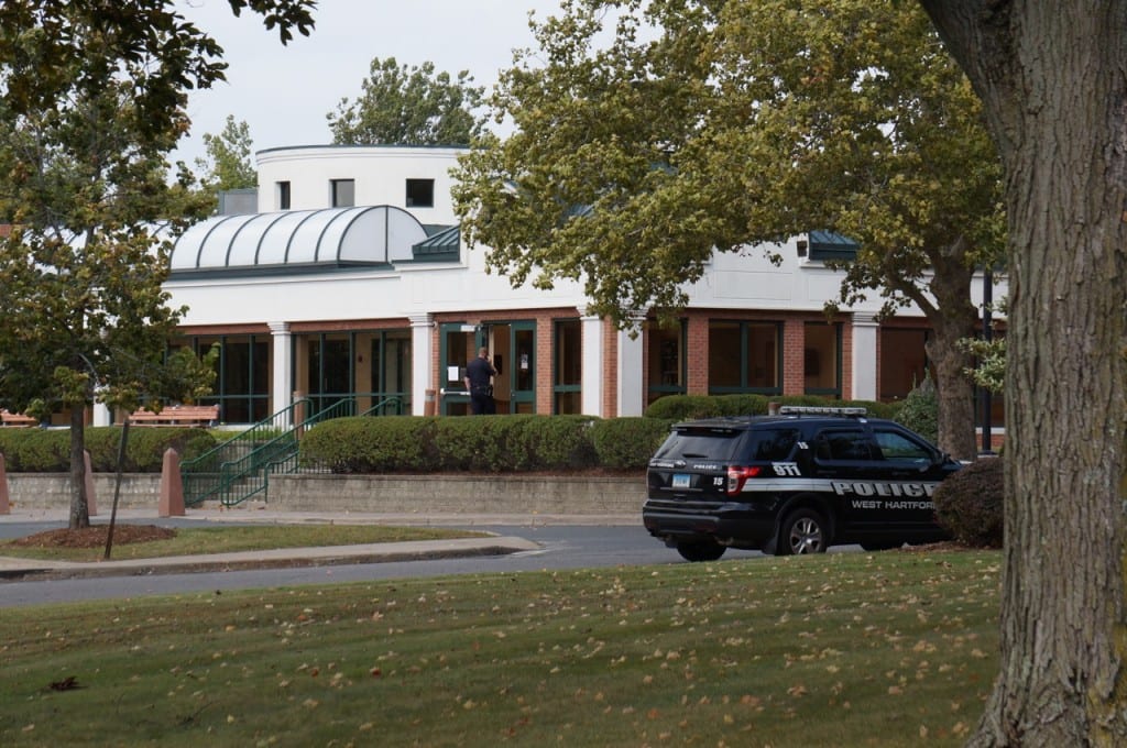 West Hartford Police responded to Solomon Schechter Day School in West Hartford on Friday after a disturbing message was received in the office. Photo credit: Ronni Newton
