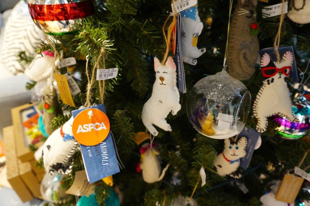 "Social Animal" ornaments are modeled after famous Instagram pets and a portion of sales are donated to the ASPCA. West Elm, Blue Back Square, West Hartford. Photo credit: Ronni Newton