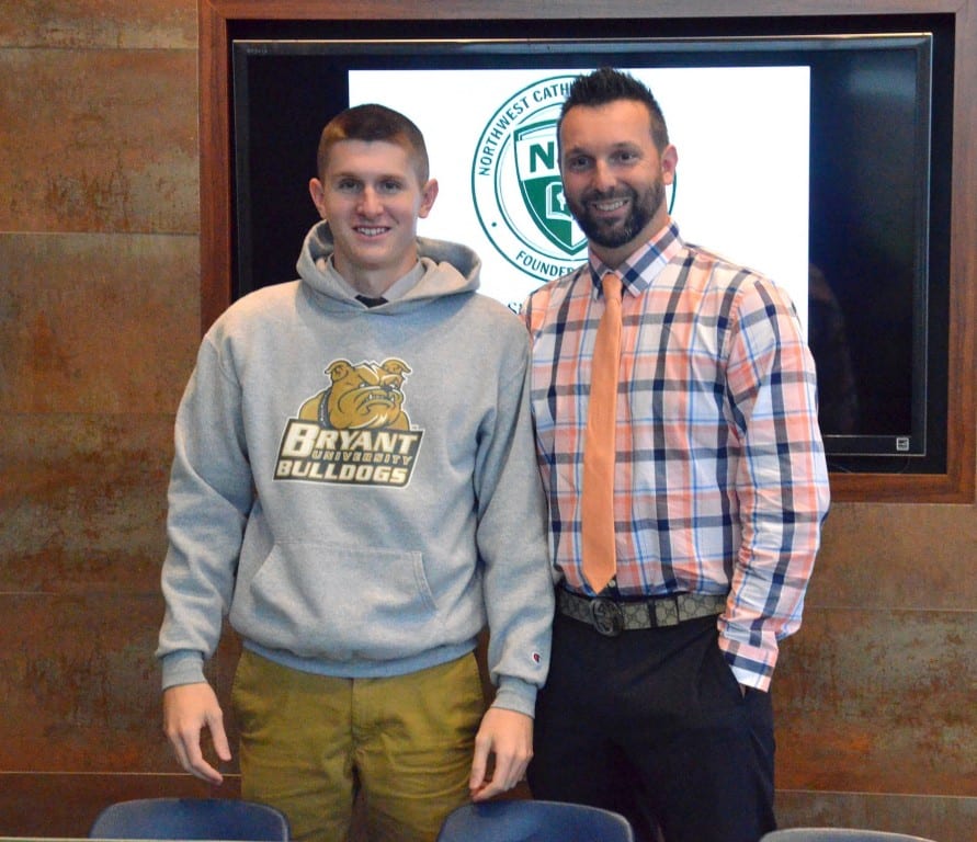 Justin Gallacchio with NWC baseball coach Cory Carlson. Submitted photo