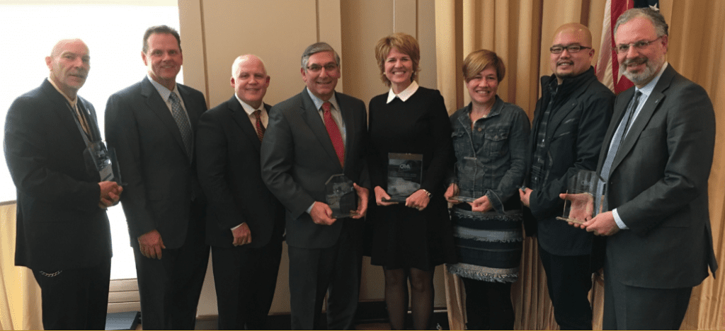 CRMA Award Recipients (pictured): Tom Zapf, Macy’s, National Retailer of the Year; Tom Wholley, Chairman, CRMA; Tim Phelan, President, CRMA; Sen. Len Fasano, Legislator of the Year; Karen Munson, Munson’s Chocolates, Retailer of the Year; Stephanie Blozy, Fleet Feet Sports, Excellence in Customer & Community Service Award; Paul Eusebio, EbLens, Special Recognition Award; Marc Green, Lux Bond & Green, Distinguished Service Award. Submitted photo