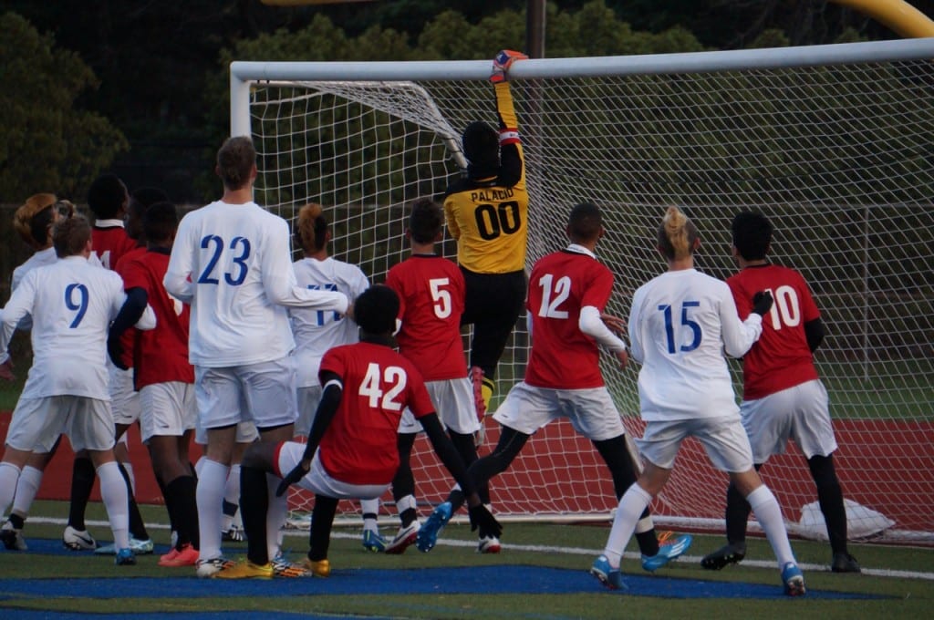 Bridgeport Central goalie Andres Palacio with one of many saves against Hall≥ Hall vs. Bridgeport Central Class LL Soccer. Photo credit: Ronni Newton