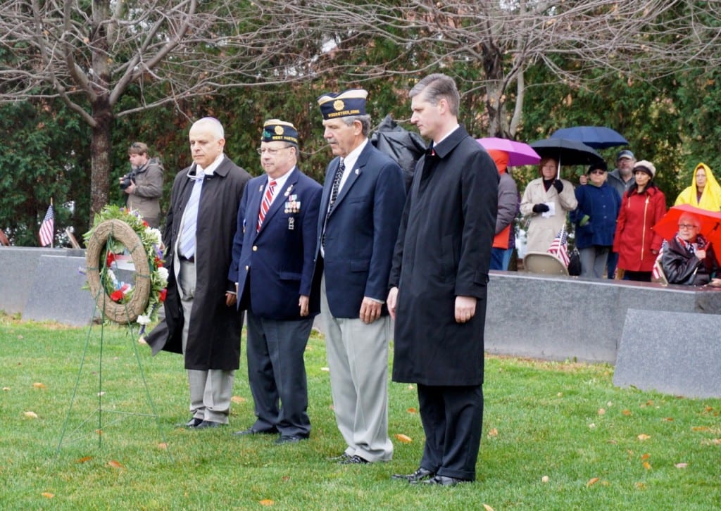 Placement of the memorial wreath. Veterans Day, West Hartford, Nov. 11, 2015. Photo credit: Ronni Newton