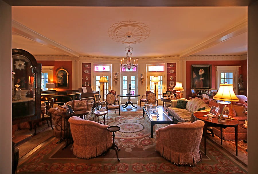 The living room of Eyrie Knoll in West Hartford, CT, the masterpiece home of art collectors Melinda and Paul Sullivan. Photo courtesy of Connecticut Public Broadcasting Network