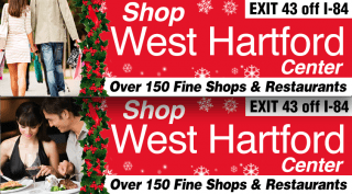 Digital billboards promoting West Hartford Center will be in place through Jan. 3, 2016. Courtesy images