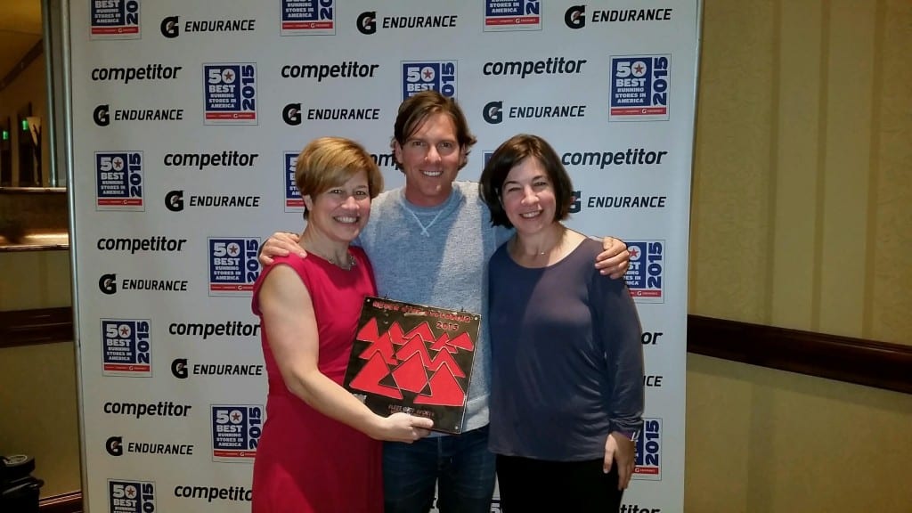 From left: Steph Blozy, Jeff Brusven of The North Face, and Carrie Blozy. Submitted photo