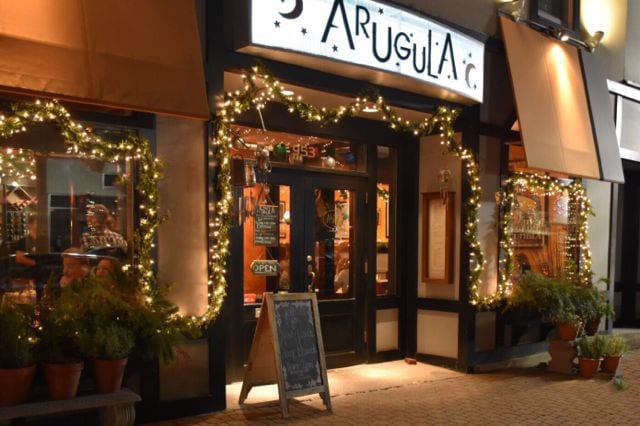 Glistening lights and greenery at Arugula. Photo credit: Deb Cohen