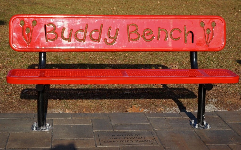 Wolcott Elementary School's Buddy Bench. Photo credit: Ronni Newton