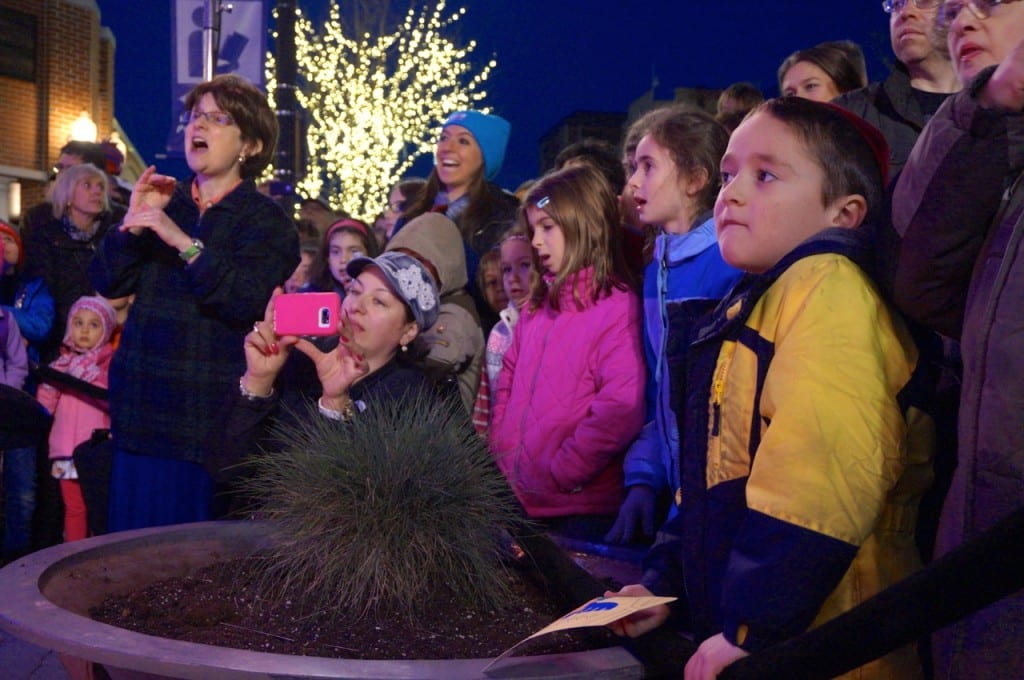 Crowd watches performances at Chabad of Greater Hartford's 'Fire on Ice,' Dec. 6, 2015. Photo credit: Ronni Newton