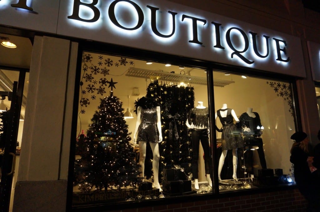 Kimberly Boutique was the winner of the window contest in 2014. West Hartford Holiday Stroll, Dec. 3, 2015. Photo credit: Ronni Newton
