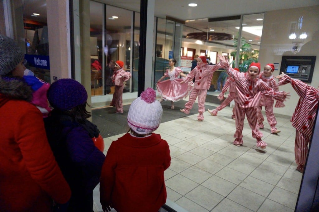 Dancers from Ballet Theatre Company performed scenes from The Nutcracker in the Farmington Bank window. West Hartford Holiday Stroll, Dec. 3, 2015. Photo credit: Ronni Newton