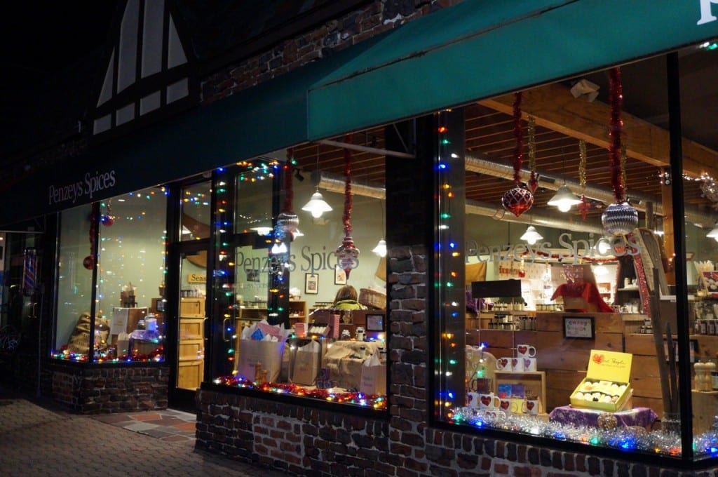 Penzey's window is decorated for the holidays. Photo credit: Ronni Newton