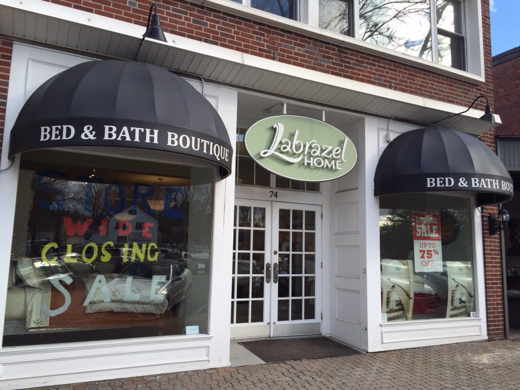 Labrazel Home will close its store at 74 LaSalle Rd. in West Hartford Center on April 30, 2016. Photo credit: Ronni Newton