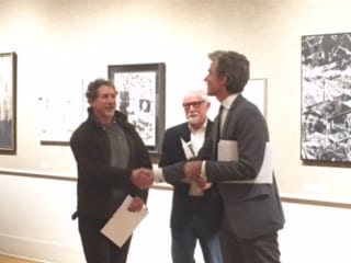 Hall High School teacher Rob Loebell (left) received a second place award in the Mystic Museum exhibit. Submitted photo