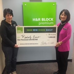 $1,000 scholarship winner Kimberly Circo (left) with preparer Wynn Le. Submitted photo