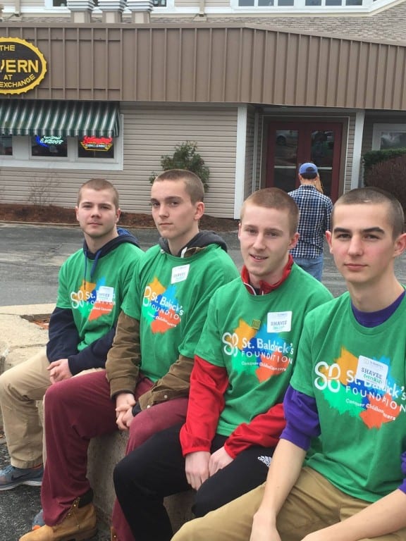 Member of the Conard boys soccer team also had their heads shaved in support of Coaches United Against Cancer and the St. Baldrick's Foundation. From left: Antonio Masse, Jordan Scrimgeour, Declan O'Brien, and Brendan D'Arcy. Photo courtesy of Brenda O'Brien