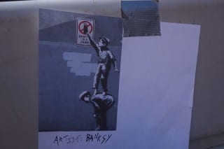 The Banksy painting on which Hixon's character was based. Photo credit: Ronni Newton