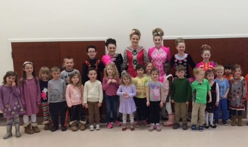 Irish Step dancers and students from West Hartford Methodist Nursery School. Submitted photo