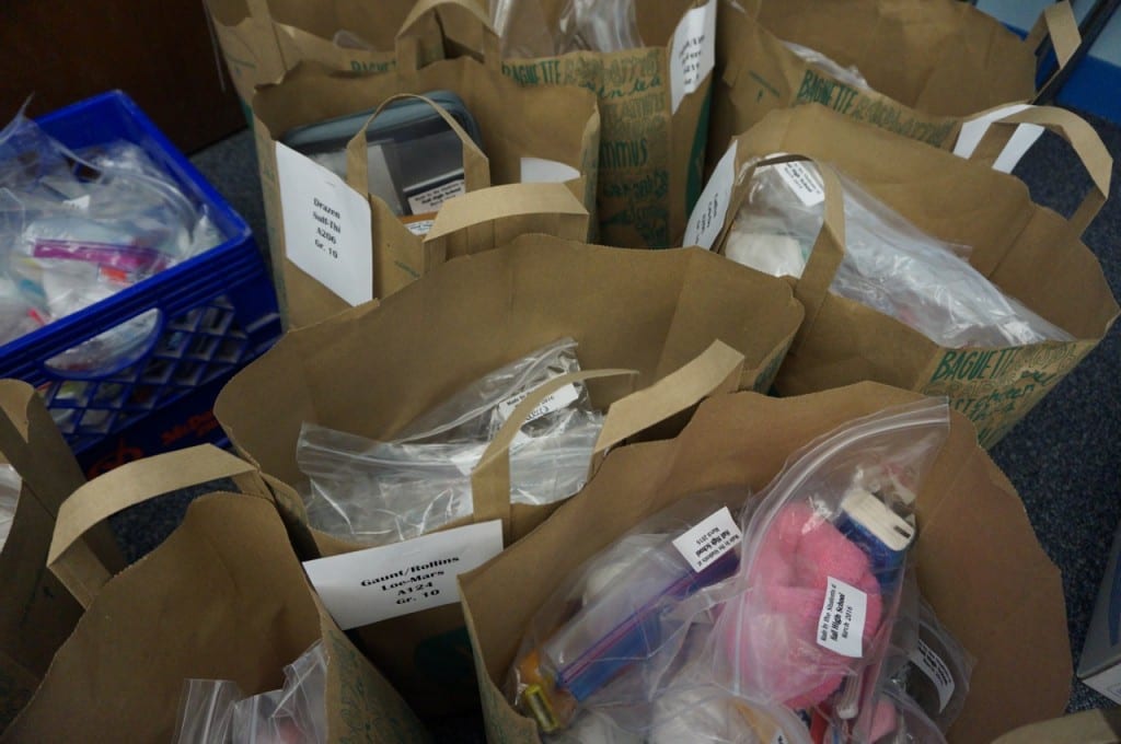 Care kits were assembled. Do Something Day. Hall High School. March 9, 2016. Photo credit: Ronni Newton