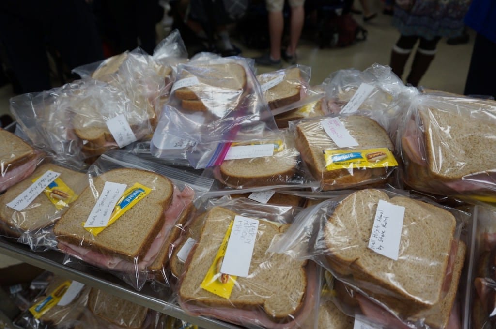 Students made 300 sandwiches for Loaves & FIshes. Do Something Day. Hall High School. March 9, 2016. Photo credit: Ronni Newton