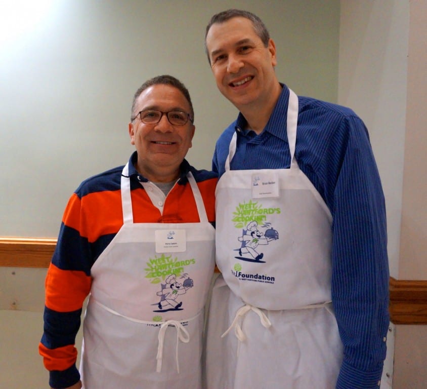Harry Captain and State Sen. Brian Becker. West Hartford's Cookin', April 2, 2016. Photo credit: Ronni Newton