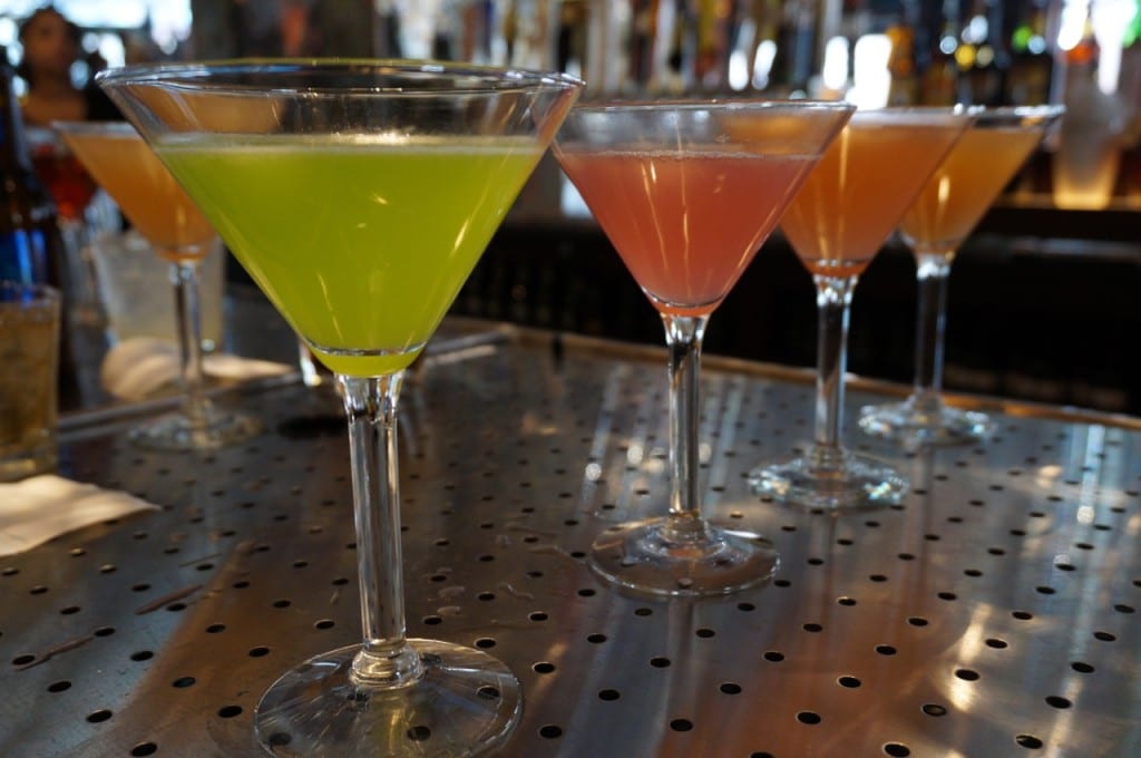 Bartenders were testing their skills as they created a rainbow-colored array of martinis. Photo credit: Ronni Newton