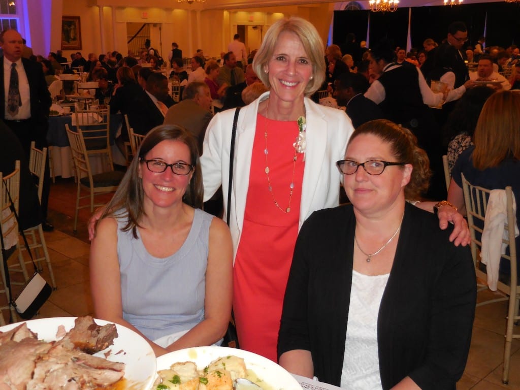 Betty Remigino-Knapp (center) with Hall High School Adminstrative Assistant Maryanne Seguro (left) and Conard High School Administrative Assistant Kerry Roller at the CHSCA Banquet. Submitted photo