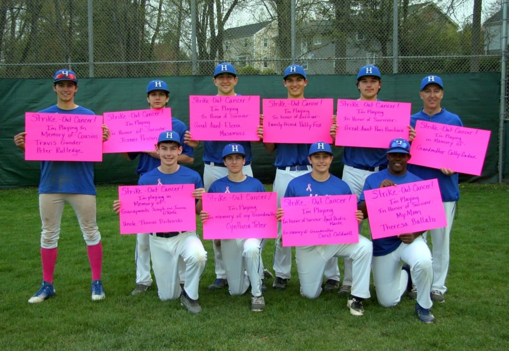 Hall players with posters bearing the names of those who they played in honor or memory of. Photo credit: Angie Roth