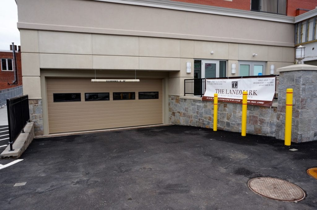 The ramp to the secure garage at The Landmark is heated to avoid snow or ice accumulation. Photo credit: Ronni Newton