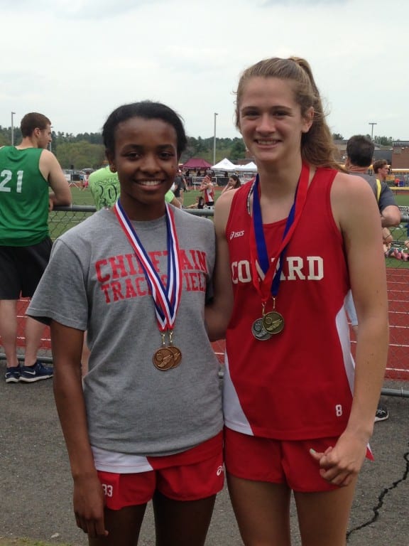 Taylor Davis and Libby McMahon after a successful meet. Photo courtesy of Chris McMahon