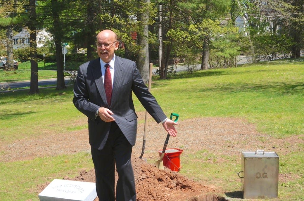 Town Manager Ron Van Winkle said he is thankful for the marker that will identify the time capsule. Of the 30-40 reportedly buried in West Hartford, only four have known locations. Photo credit: Ronni Newton