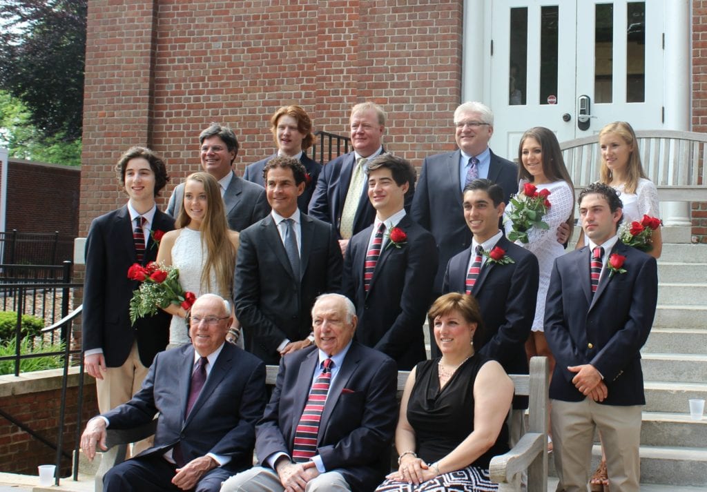 Class of ’16 Legacy Grads include (Front row, left to right): E. Merritt McDonough, Sr. ’51, Joseph Ravalese, Jr. ’51 and Beverly Ravalese Yirigian ’80. 2nd row: Benjamin I. Waldman ‘16, Natalie McDonough ‘16, Robert D. Udolf ’79, Dylan R. Udolf ‘16, Robert J. Yirigian ‘16 and Jacob P. Appleton ‘16. 3rd row: Keith J. Waldman ’75, Benjamin P. Steele ‘16, John-Henry M. Steele ’81, Scott M. Schwartz ’76, Brittany Schwartz ‘16 and Elinor R. Kraus ‘16. Missing from Photo: Peter M. Appleton ’81, Guy M. McDonough ’81 and Bonnie Scranton ’88