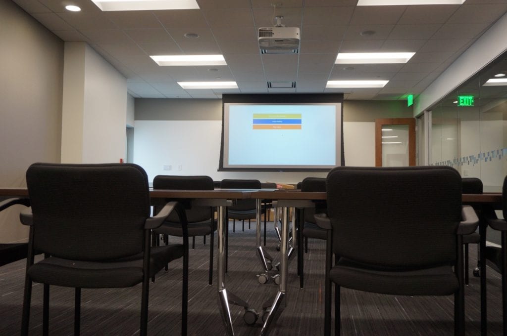 The seminar room will be used by Charles Schwab employees who come to West Hartford for regional meetings. Charles Schwab's new office space at 11 South Main St., West Hartford. Photo credit: Ronni Newton