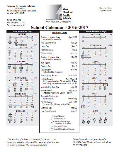 West Hartford Public Schools Calendar Will Include 'Fall Break' in 2016