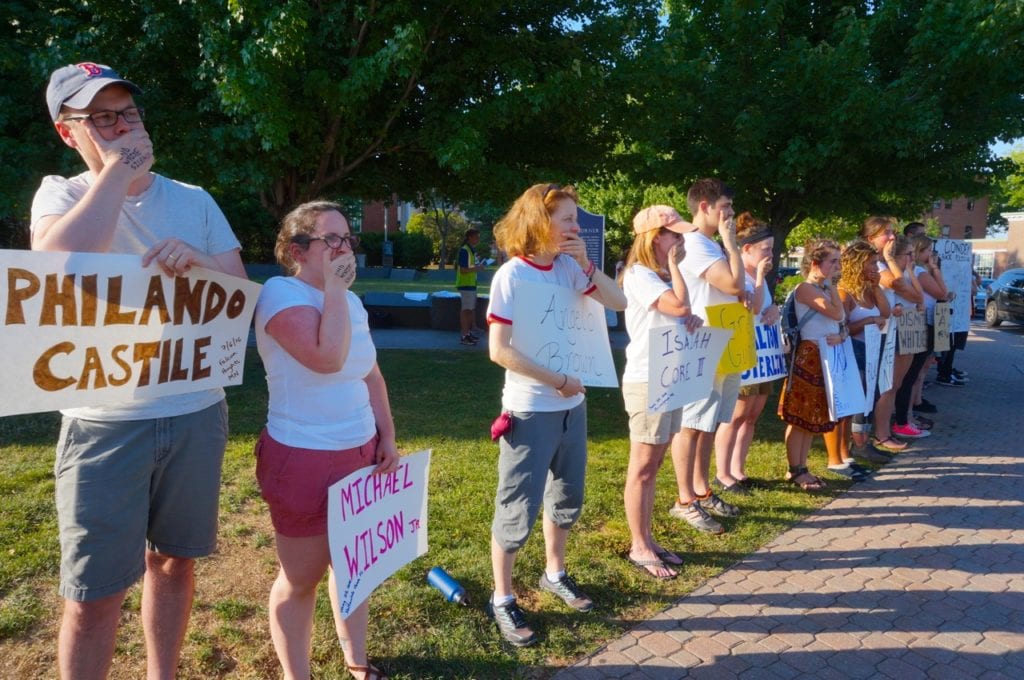 SURJ 'End White Silence' demonstration in West Hartford. July 21, 2016. Photo credit: Ronni Newton