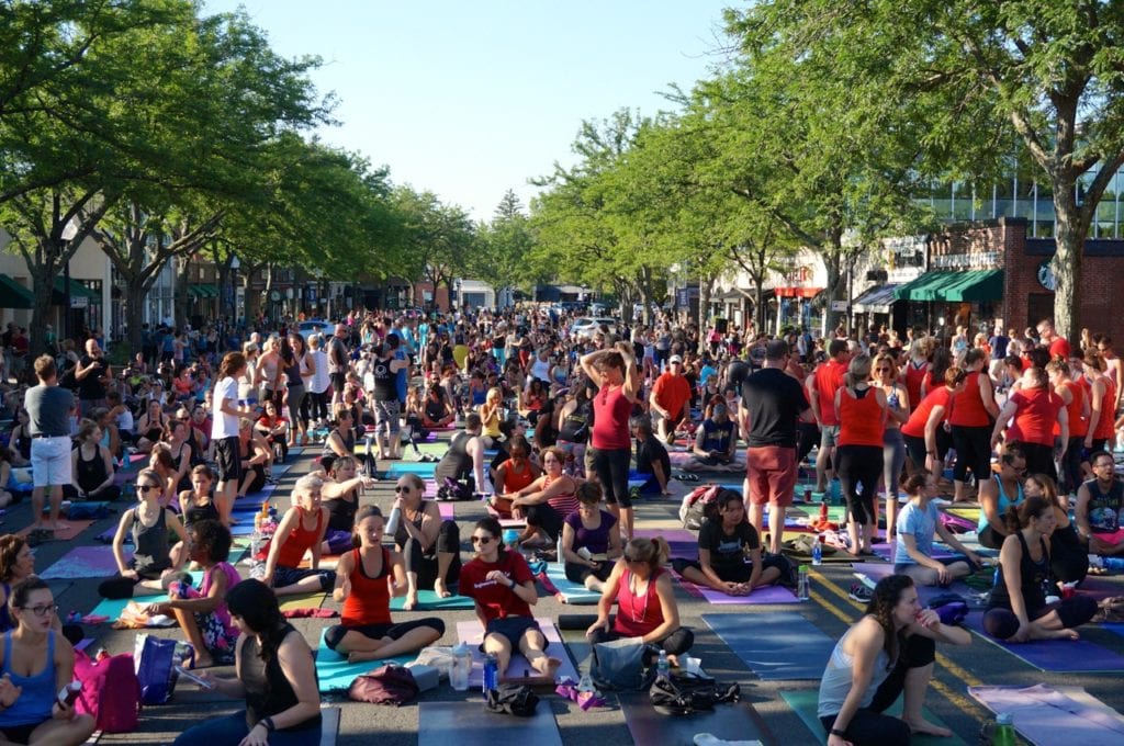'Om Street: Yoga on LaSalle." West Hartford, CT. July 23, 2016. Photo credit: Ronni Newton