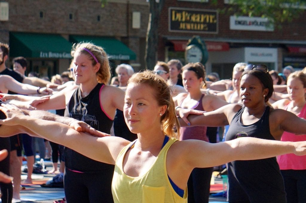 'Om Street: Yoga on LaSalle." West Hartford, CT. July 23, 2016. Photo credit: Ronni Newton