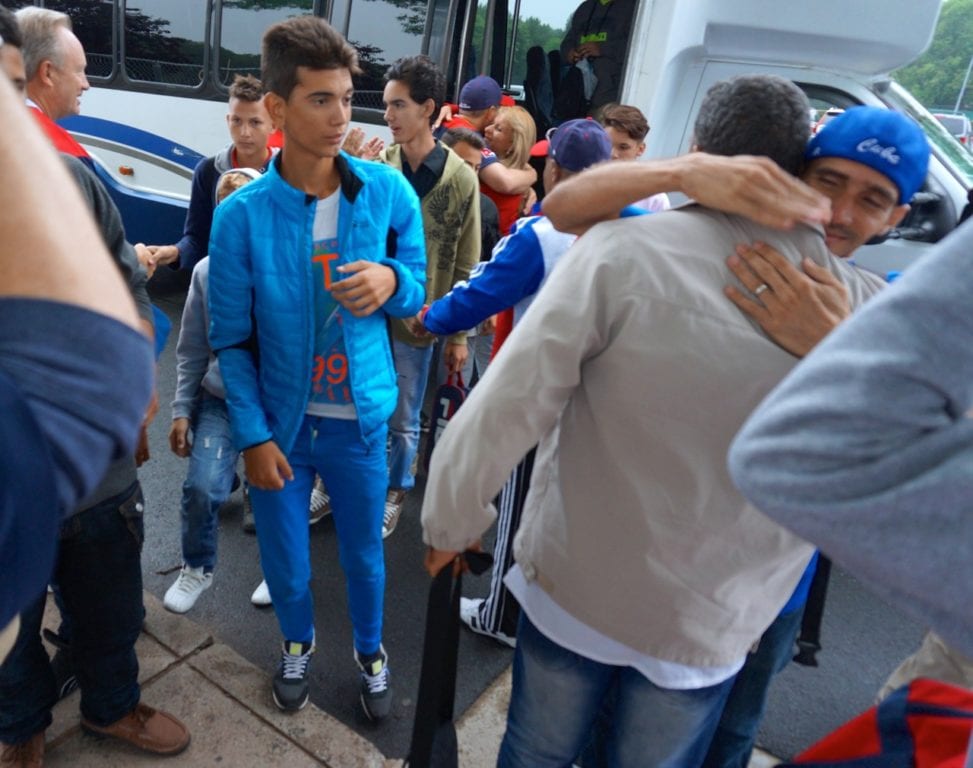Hugs between the Americans and the Cubans. Photo credit: Ronni Newton