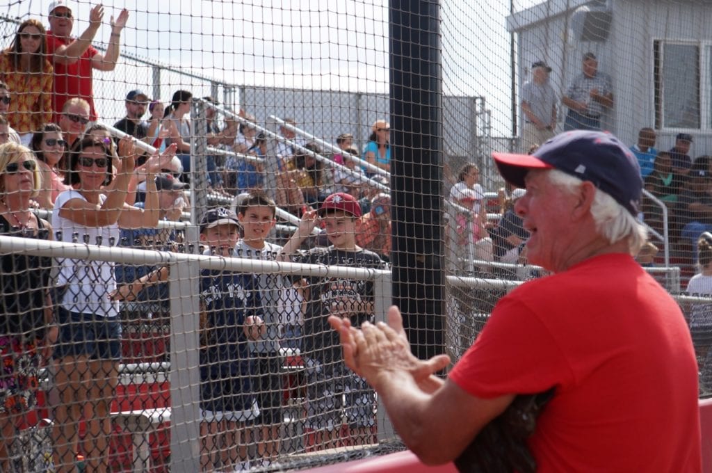 Bill Lee gets the crowd cheering. USA-Cuba Goodwill Tour. University of Hartford. July 11, 2016. Photo credit: Ronni Newton