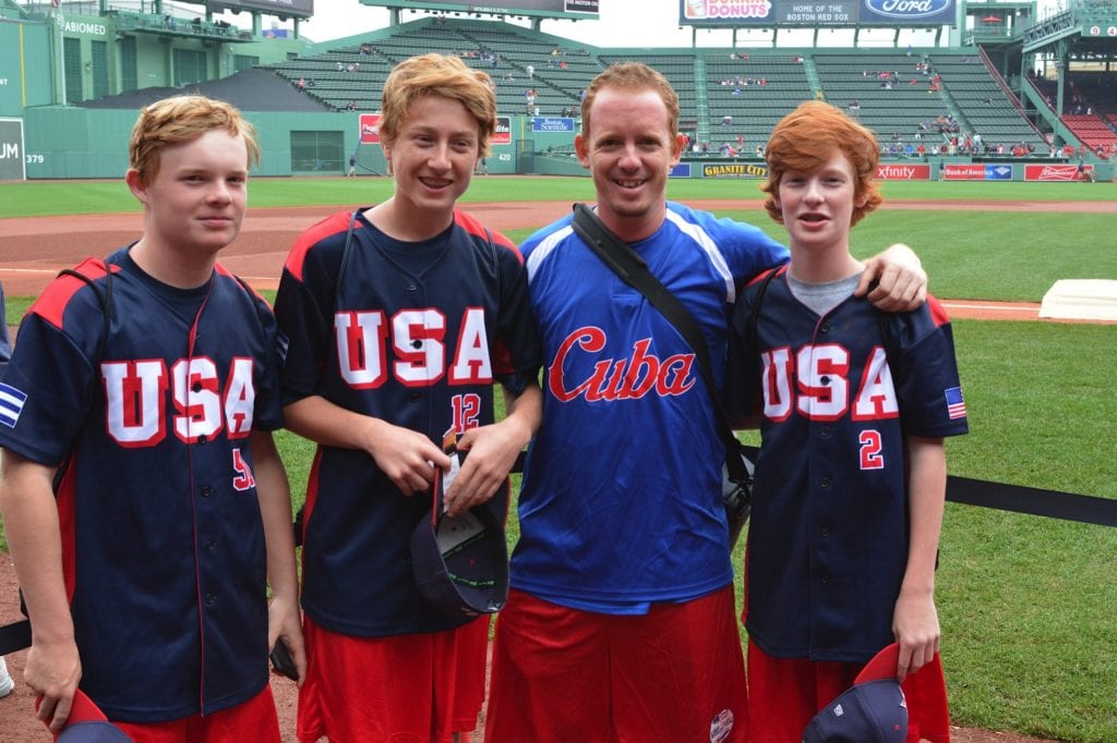 Team Cuba and Team USA at Fenway Park. Photo courtesy of Michael Gingold
