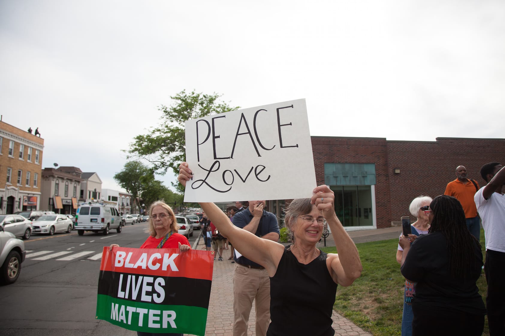 Peaceful participants at a Black Lives Matter rally in West Hartford. Photo credit: Michaela Melvin