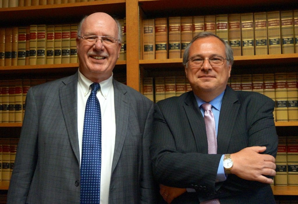 Joseph O'Brien (left) will step down as West Hartford's corporation counsel as of Aug. 1, 2016, and Patrick Alair (right), the town's deputy corporation counsel, will take over the position. Photo credit: Ronni Newton