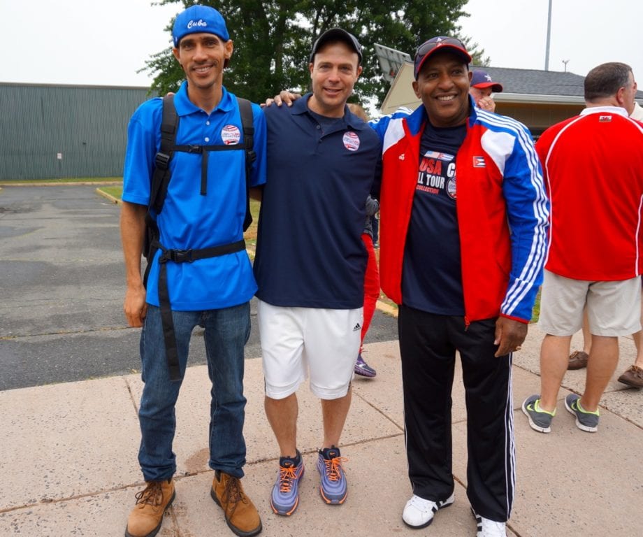 From left: Reynaldo Cruz DIaz, FOX 61's Jimmy Altman (who traveled with the team to Cuba in April), and Julio Fernandez. Photo credit: Ronni Newton