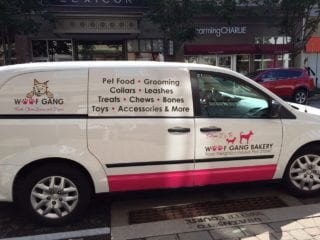 The Woof Gang truck was onsite in Blue Back Square last week, delivering items to the new store for its opening. Photo credit: Ronni Newton