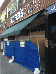 Former Herb's Sports Shop on LaSalle Road, West Hartford is undergoing renovations. Photo credit: Joy Taylor