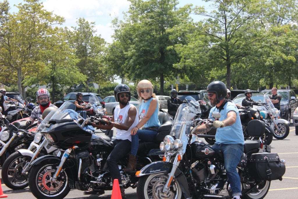 Celebrity riders arrive at Westfarms for the Kiehl’s LifeRide AIDS fundraising event. Photo credit: Julius Fabrini