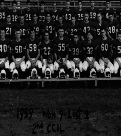 Quarterback Craig Nation (34), All-State Fred Hornbruch (40), Dick Gogal (58), Billy Julavits (22), Ed Driscoll (55), Charlie Bassos (39), Don Blumenthal (32), Buddy French(51) James Johnson
