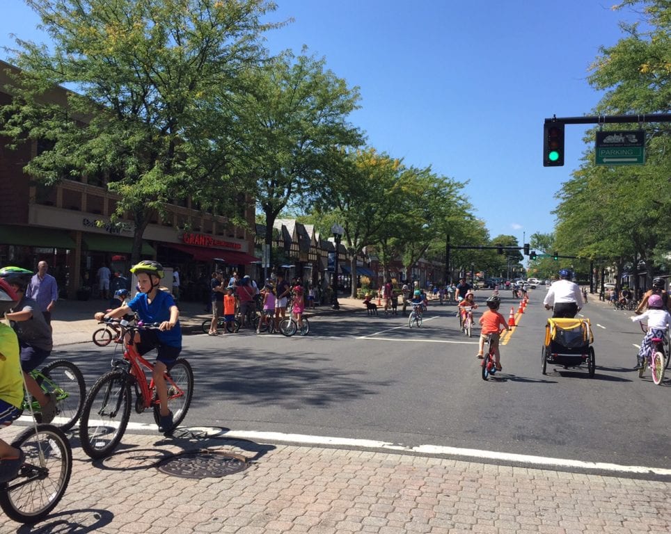 Bikes were the main mode of transportation on Farmington Avenue Sunday morning. The roadway was closed to vehicle traffic for Center Streets. Photo credit: Ronni Newton