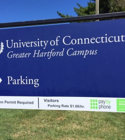 uconn parking lot sign