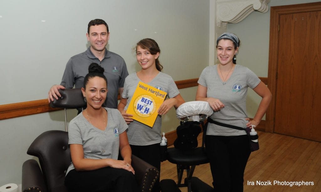 Spa Soli, a Title Sponsor along with Sanditz Travel, provided chair massages and facials at The Best of West Hartford Awards Show, September 8, 2016. Photo credit: Ira Nozik Photographers