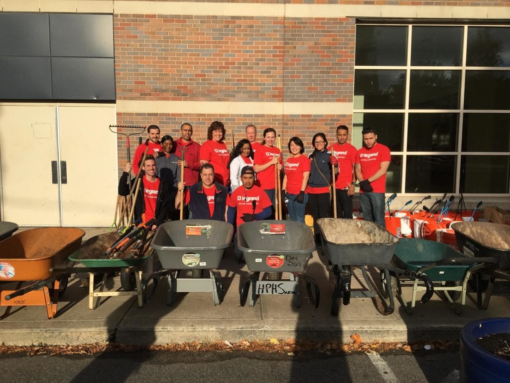Volunteers from Legrand North America's corporate headquarters in West Hartford volunteered for the Green Apple Day of Service. Submitted photo